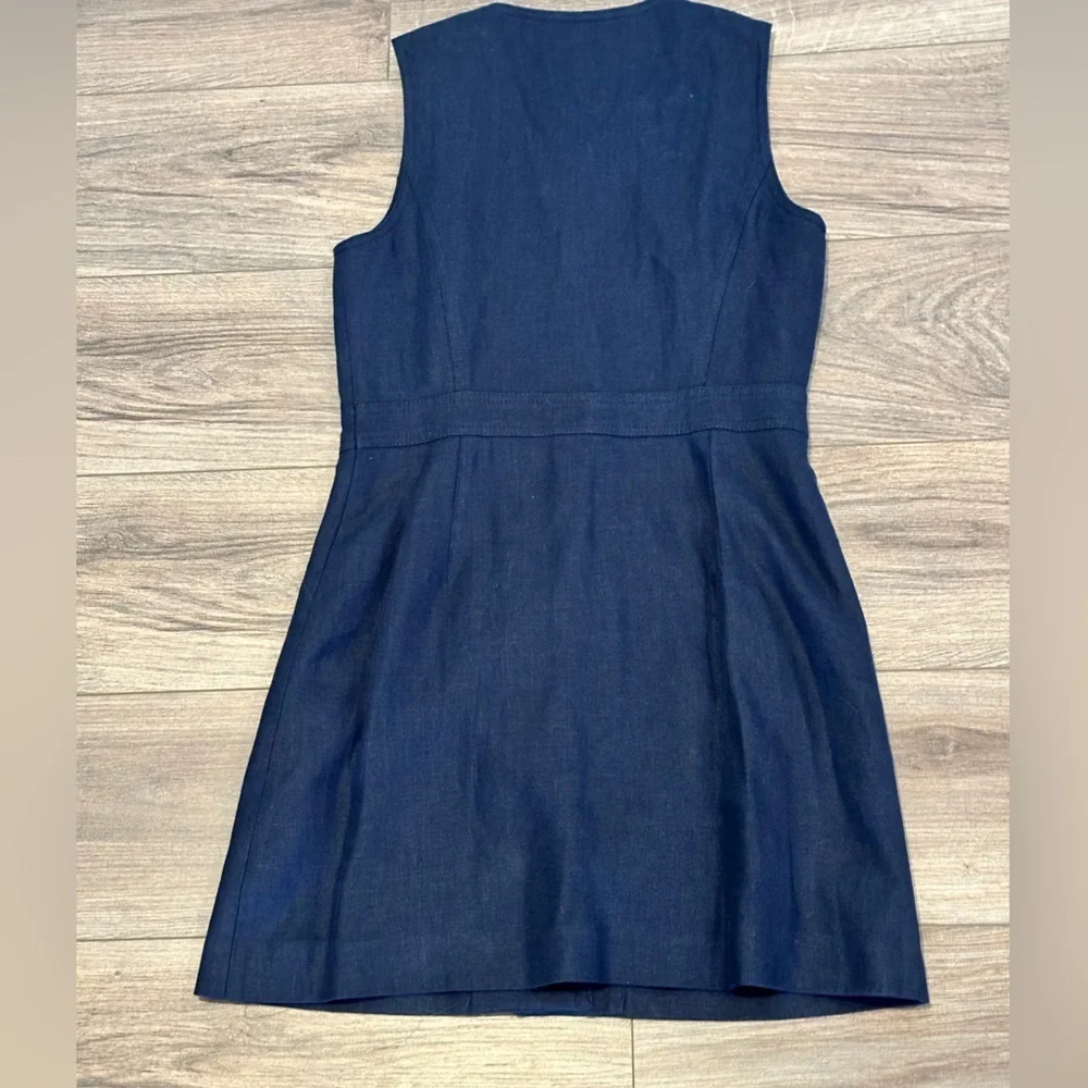NWOT Tory Burch Navy Button-Front Linen Shift Dress Size 0